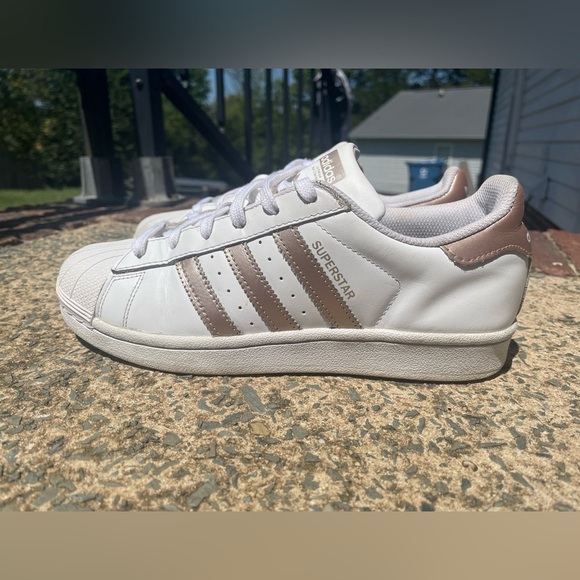 Women’s Rose Gold Adidas Superstar Sneakers - Picture 6 of 10